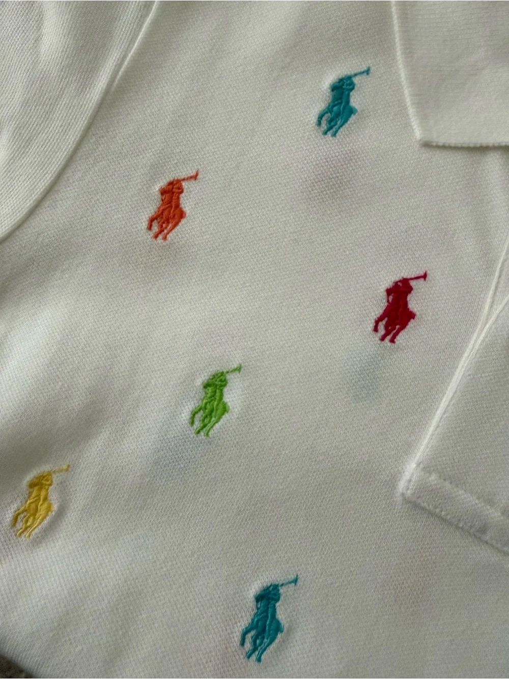 Ralph Lauren Kid’s White Polo with Multicolor Embroidered Ponies Girls 12/14 NWT